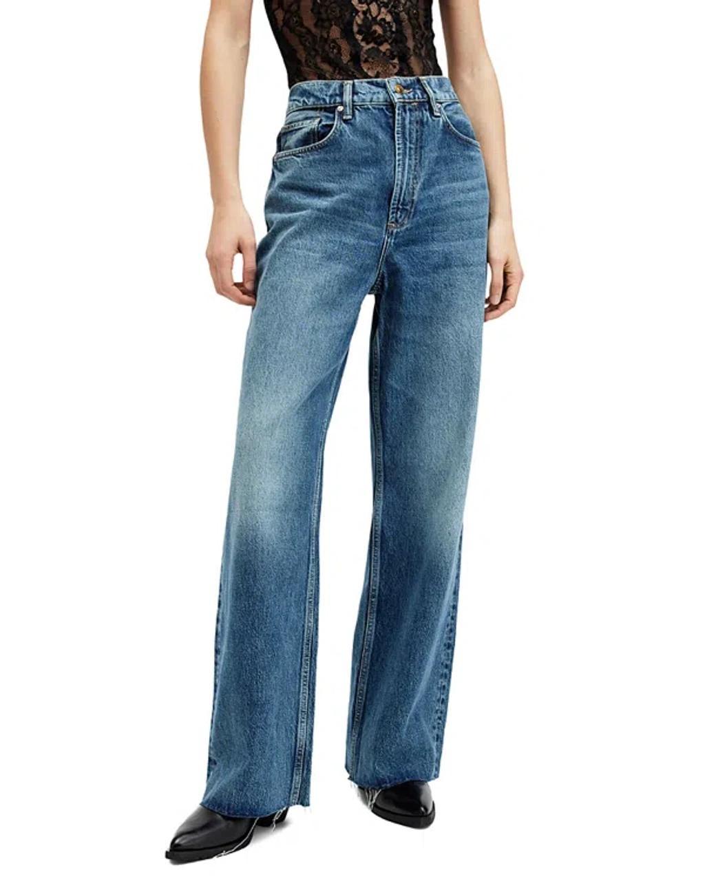 Blake Mid Rise Wide Leg Jeans In Dark Indigo Product Image