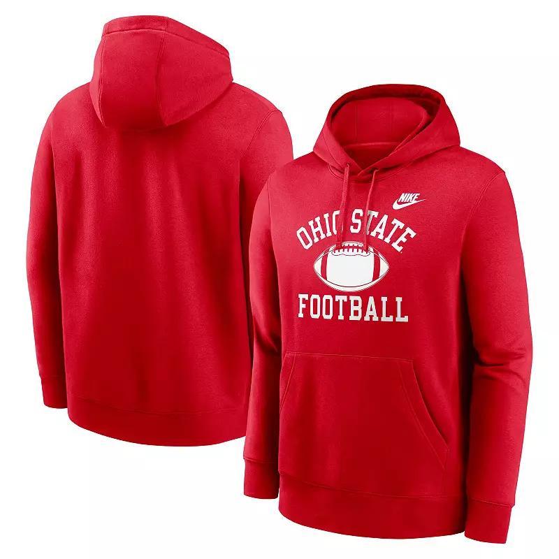 Mens Nike Scarlet Ohio State Buckeyes Legacy Football Icon Club Fleece Pullover Hoodie Product Image