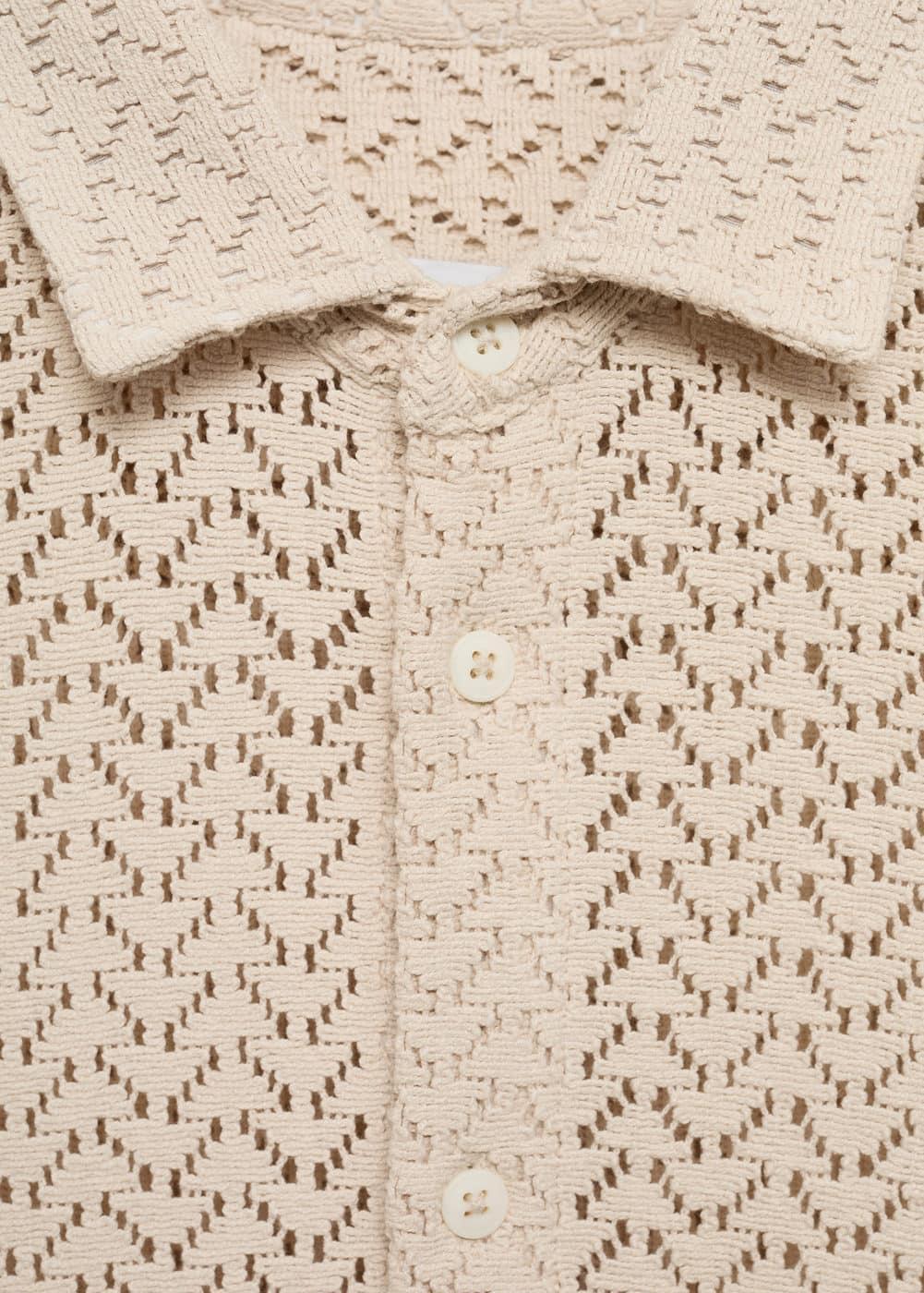 MANGO MAN - Openwork knitted shirt sandMen Product Image