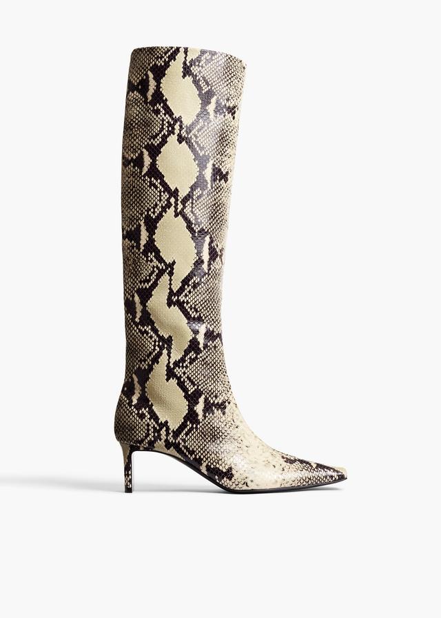 Ona Knee-High Boot in Natural Python-Embossed Leather Product Image