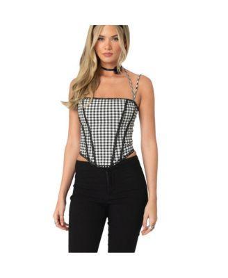 Women's Gingham Lace Trim Corset Product Image