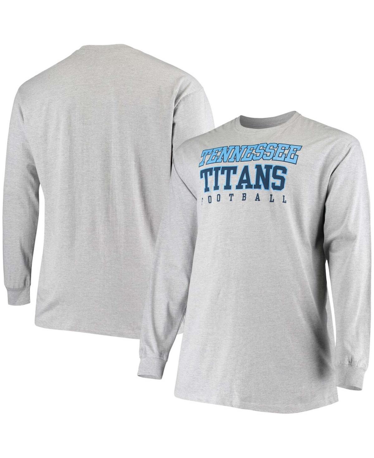 Men's Fanatics Branded Heathered Gray Tennessee Titans Big & Tall Practice Long Sleeve T-Shirt Product Image