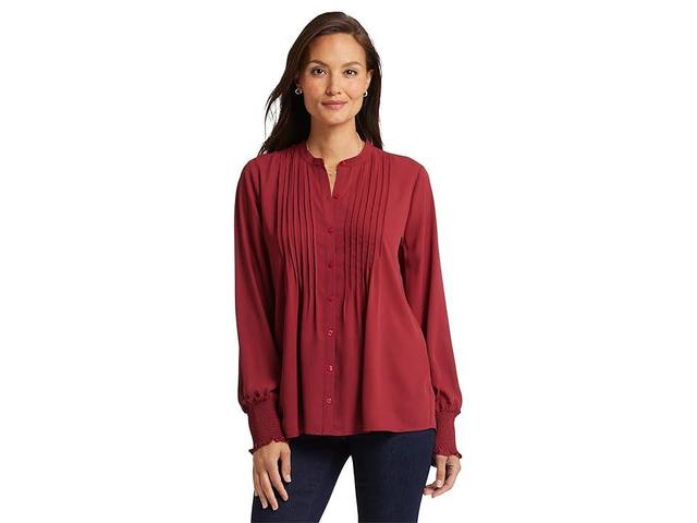 NYDJ Pleated Peasant Blouse (Wild Currant) Women's Clothing Product Image