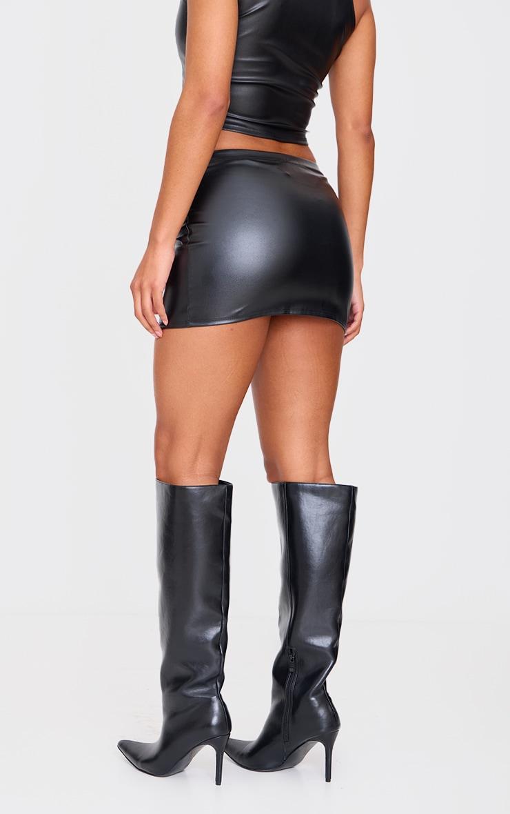 Black Faux Leather Mini Micro Skirt Product Image