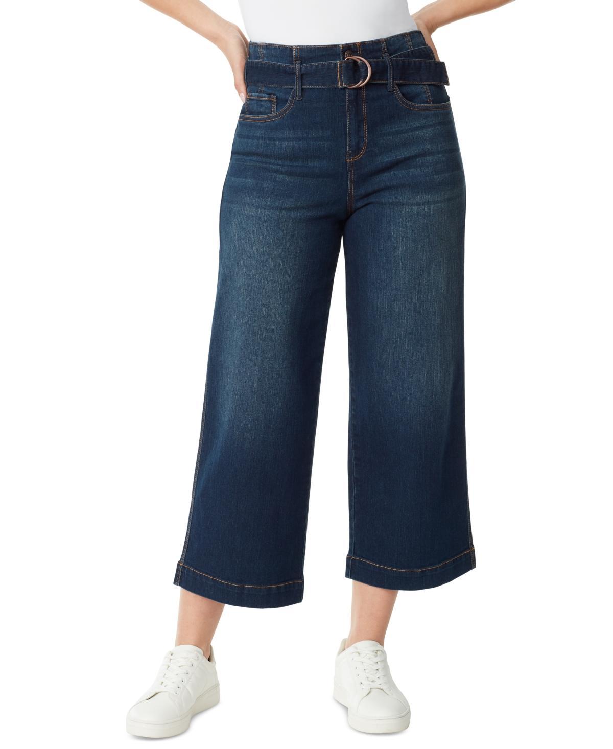 Gloria Vanderbilt Womens Cropped Wide-Leg Belted Jeans Product Image