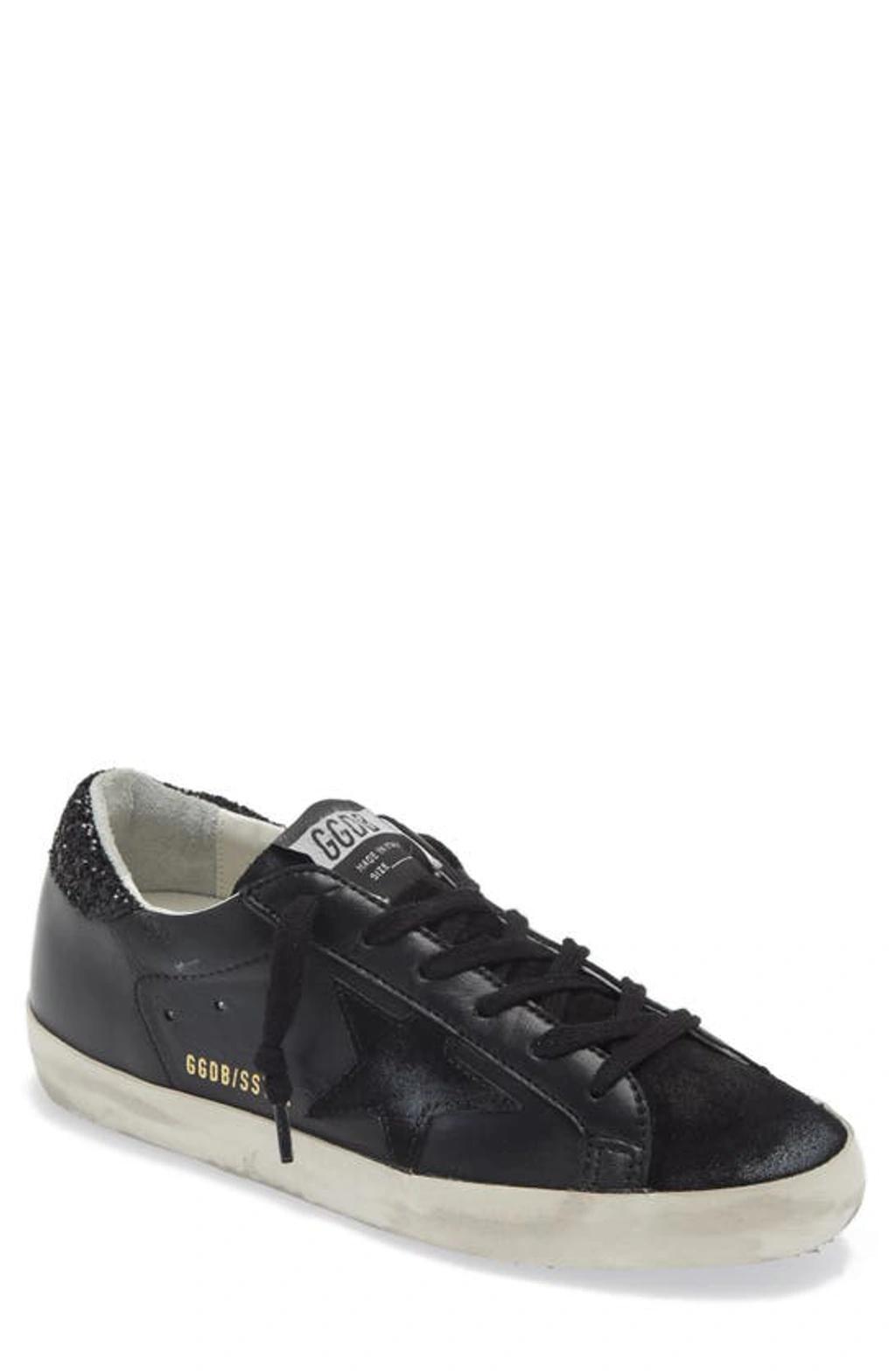 Superstar Leather Glitter Low-top Sneakers In Black product image