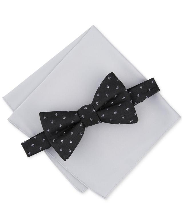 Alfani Mens Galway Mini-Chevron Bow Tie & Solid Pocket Square Set, Created for Macys Product Image