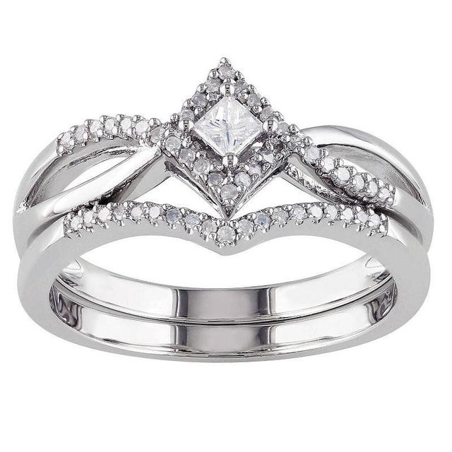 Stella Grace Sterling Silver 1/4 Carat T.W. Diamond Engagement Ring Set, Womens Product Image