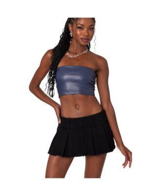 Edikted Womens Mazie Faux Leather Bandeau Top Product Image