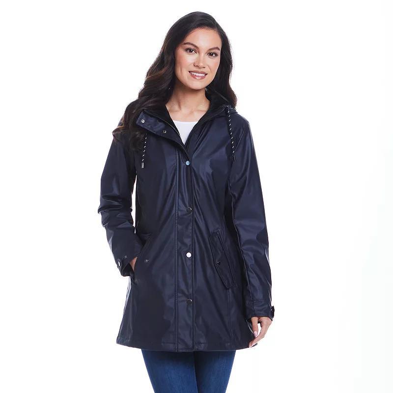 Womens Weathercast Hooded Midweight Rain Jacket Dark Purple Product Image