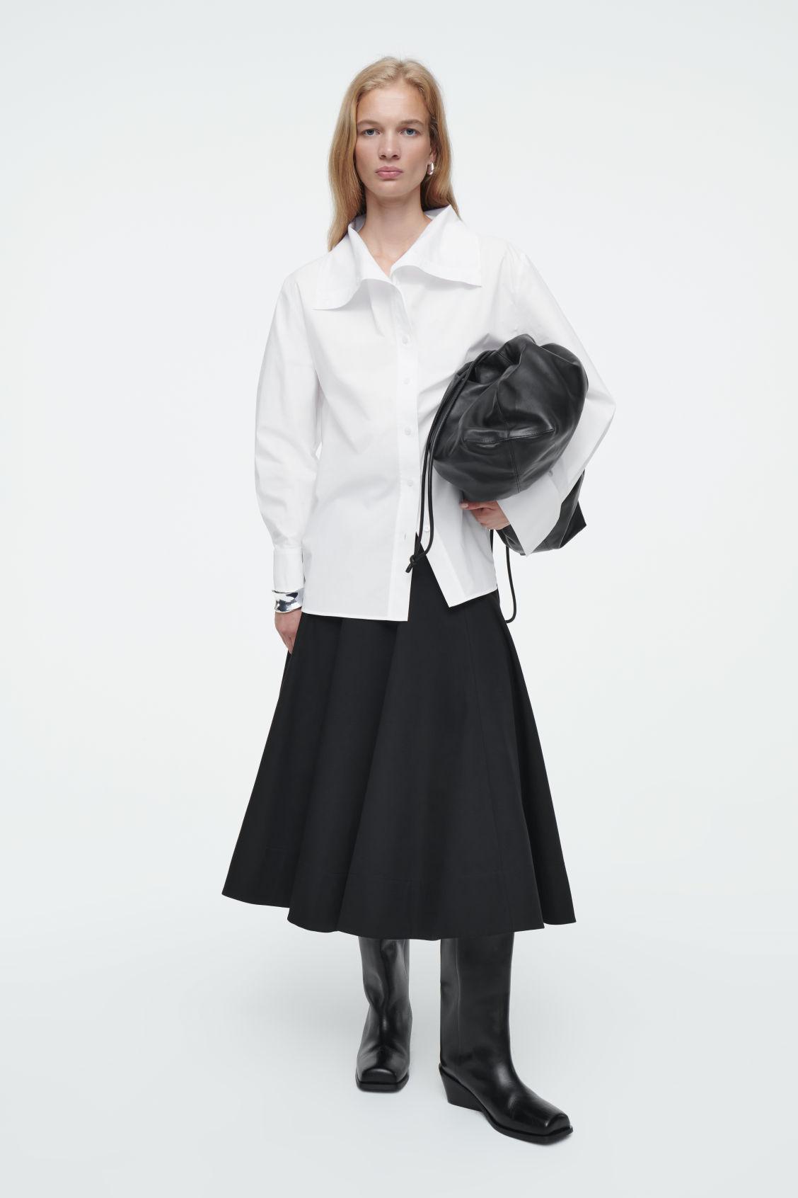 VOLUMINOUS A-LINE COTTON MIDI SKIRT product image