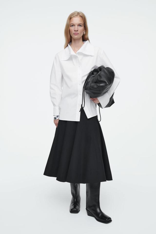 VOLUMINOUS A-LINE COTTON MIDI SKIRT Product Image