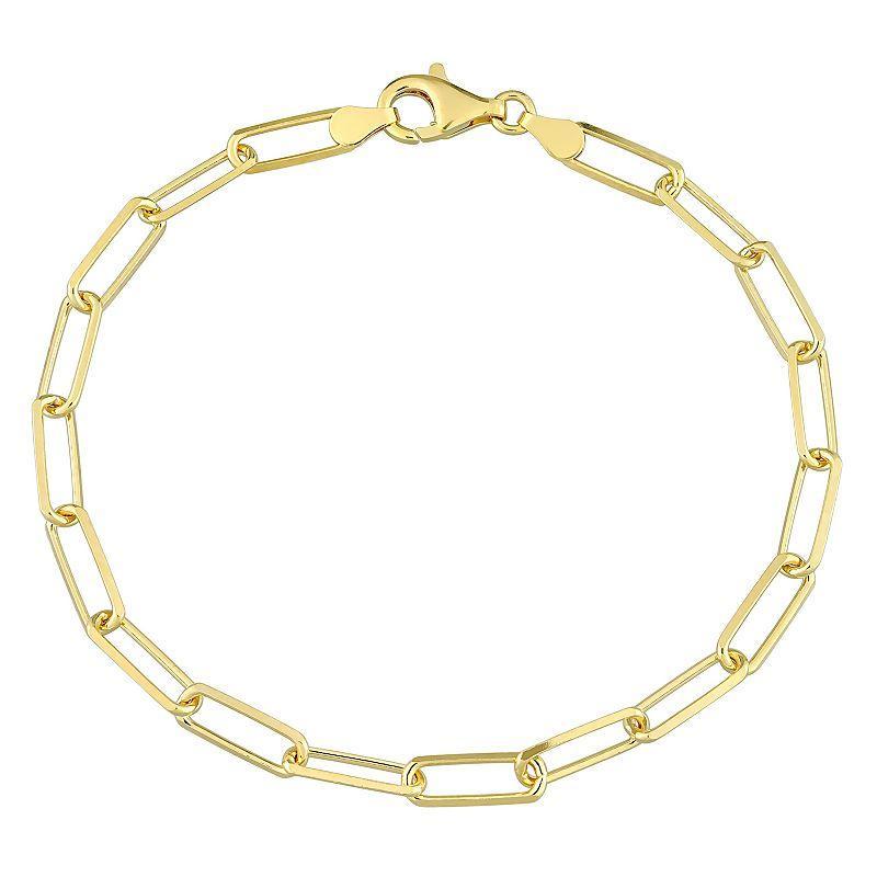 Stella Grace Sterling Silver Fancy Cut Paper Clip Link Chain Bracelet, Mens Gold Tone Product Image