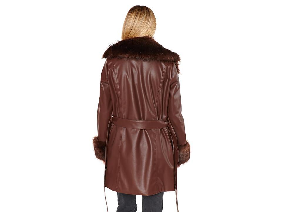 Show Me Your Mumu Penny Lane Coat (Cocoa Faux Leather/Faux Fur) Women's Clothing Product Image