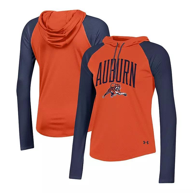 Womens Under Armour Orange Auburn Tigers Gameday Mesh Performance Raglan Hooded Long Sleeve T-Shirt Product Image