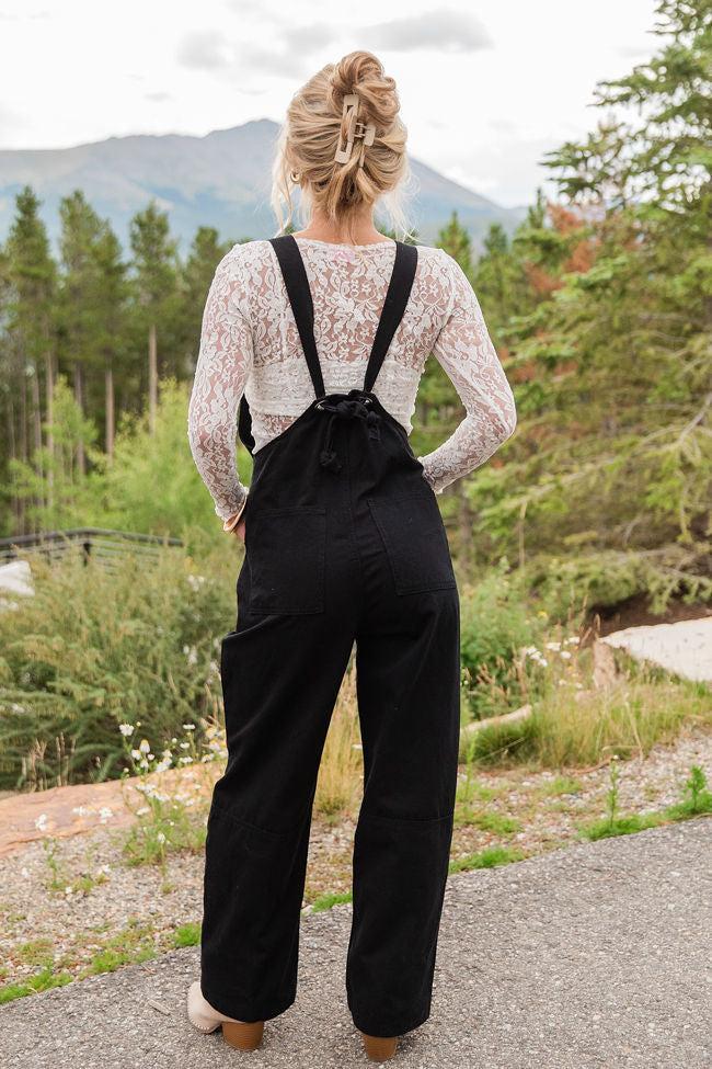 Can't Replace You Black Button Front Wide Leg Overalls FINAL SALE Product Image