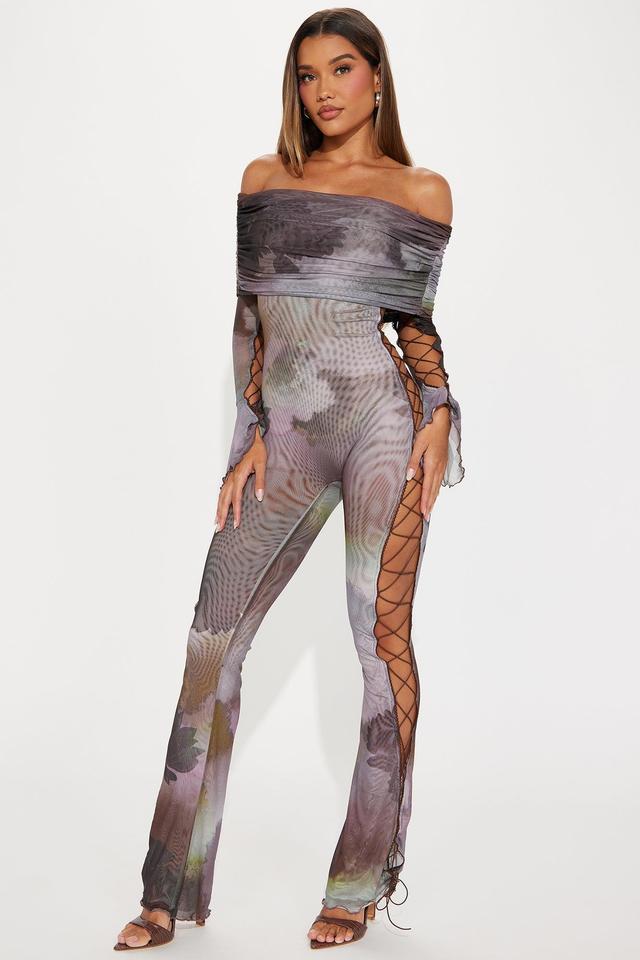 Latest Update Mesh Jumpsuit  - Brown/combo Product Image