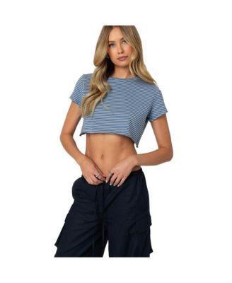 Women's Stripey Cropped T Shirt Product Image