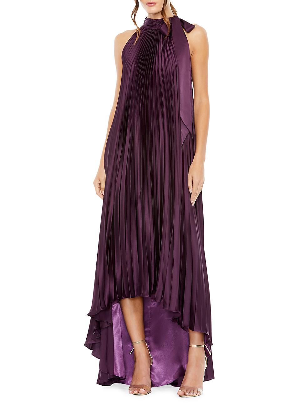 Womens Pleated Halter High-Low Gown Product Image