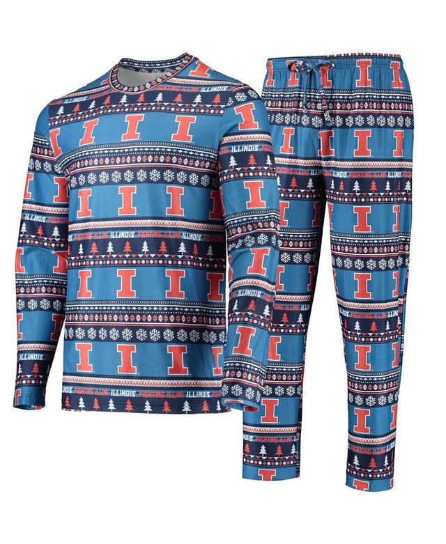 Mens Concepts Sport Blue Illinois Fighting Illini Ugly Sweater Long Sleeve T-Shirt and Pants Sleep Set Product Image