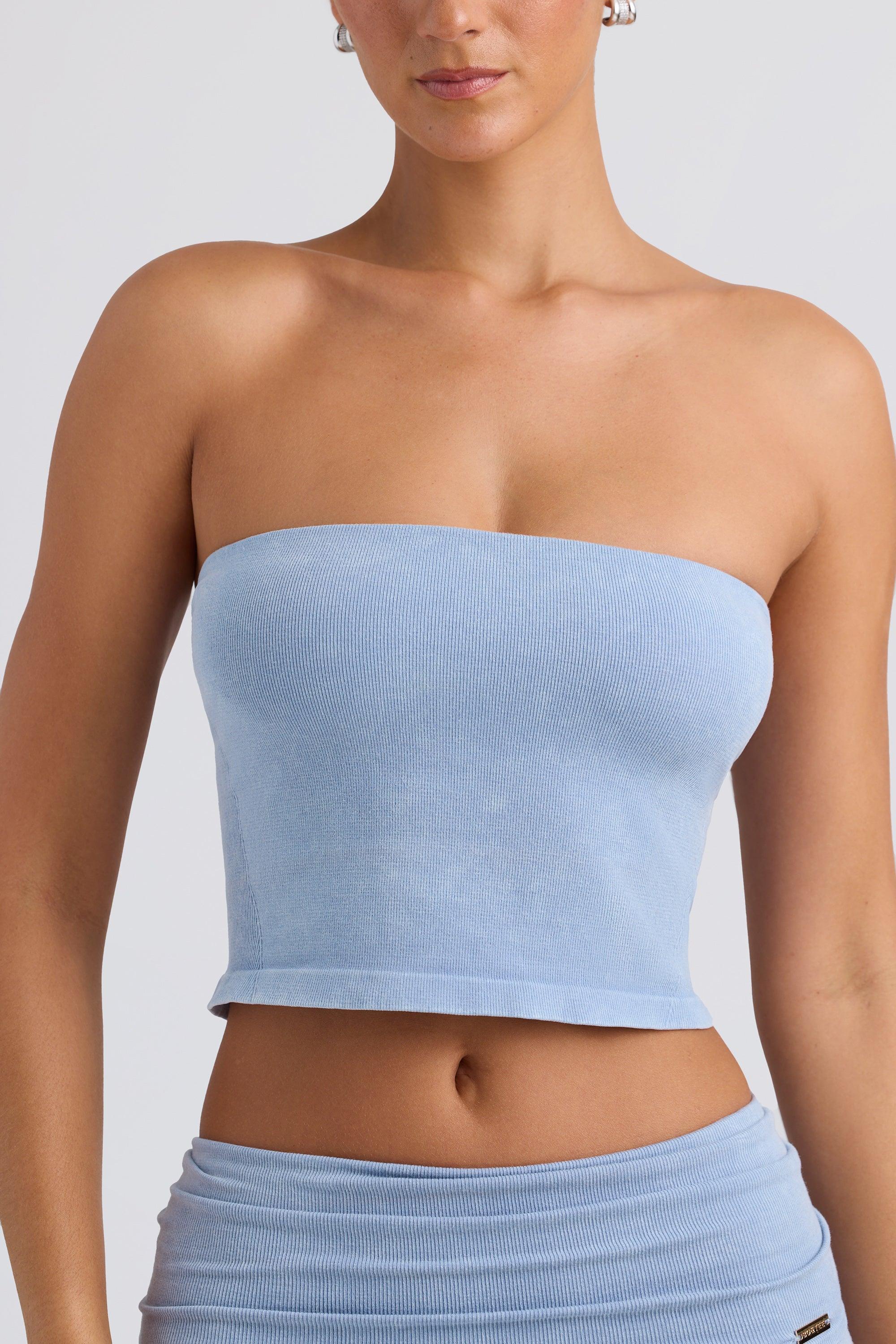 Bandeau Crop Top in Washed Blue Product Image