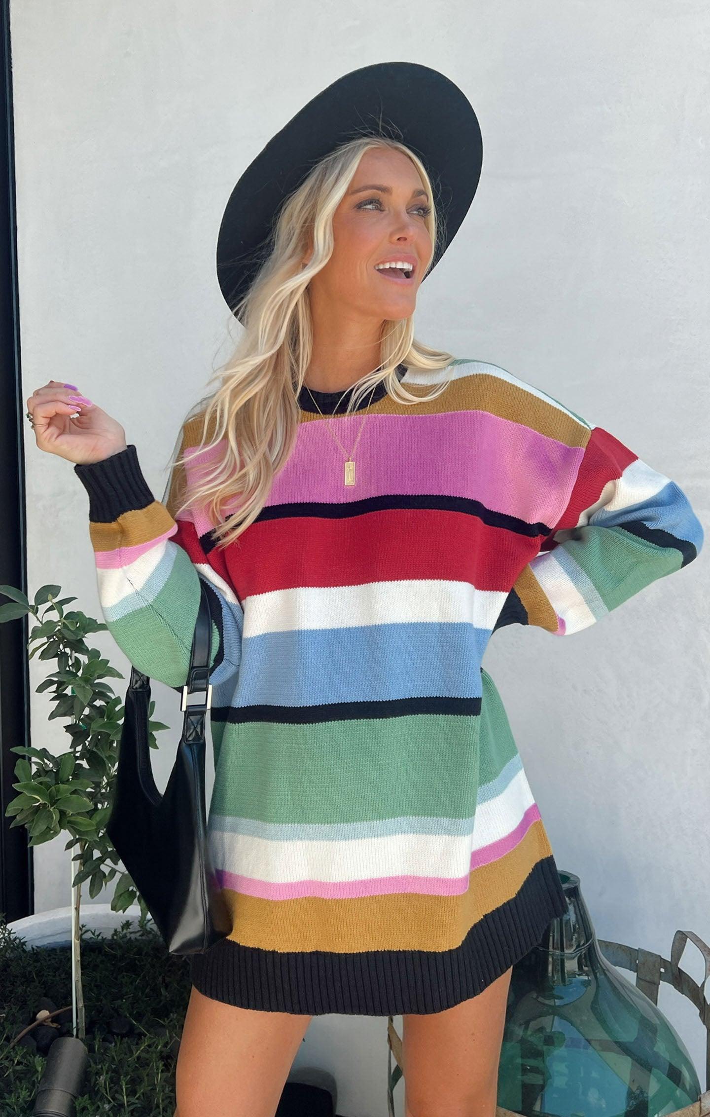 Ember Tunic Sweater ~ Multi Stripe Knit Product Image