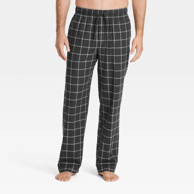 Mens Plaid Flannel Pajama Pants - Goodfellow & Co Gray L Product Image