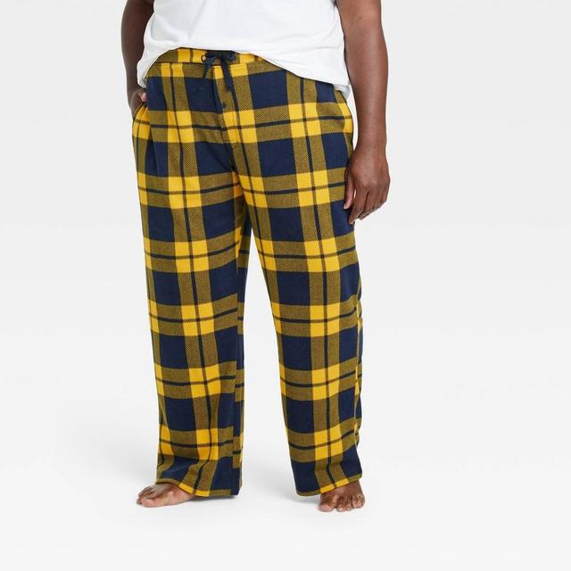 Mens Big & Tall Plaid Microfleece Pajama Pants - Goodfellow & Co Gold 4XL Product Image