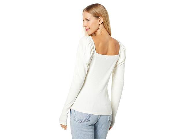 bobi Los Angeles Shirred Square Neck Top (Cream) Women's Clothing Product Image