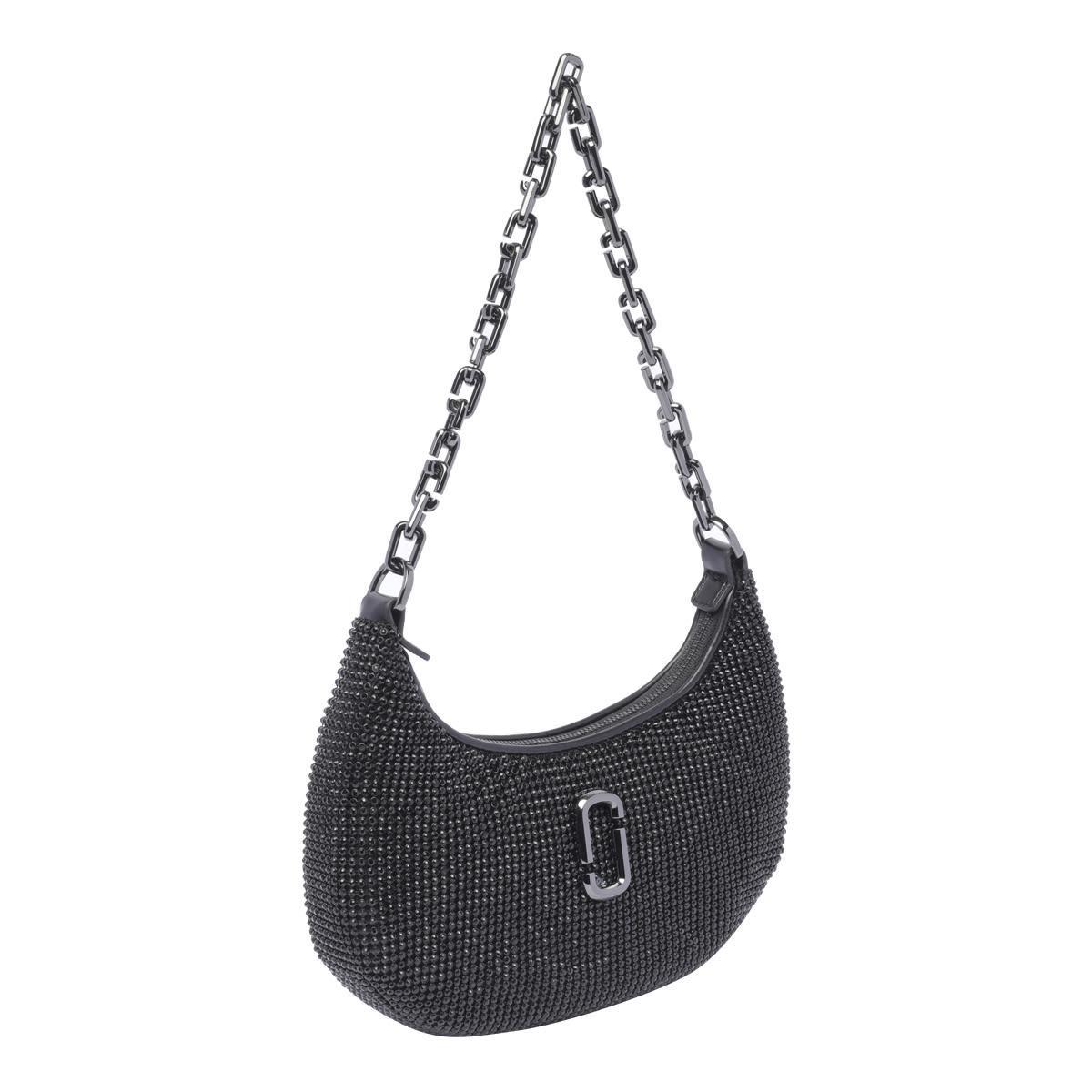 MARC JACOBS The Small Curve Rhinestone J Shoulder Bag In Black Product Image