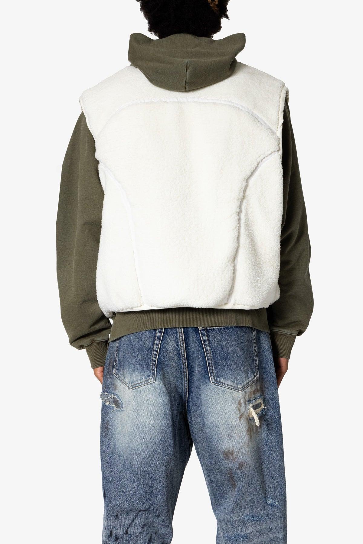 Cropped Tech Sherpa Vest - Cream Product Image