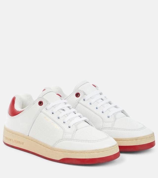 Women's Sl/61 Sneakers In Grained Leather In White And Vintage Red Product Image