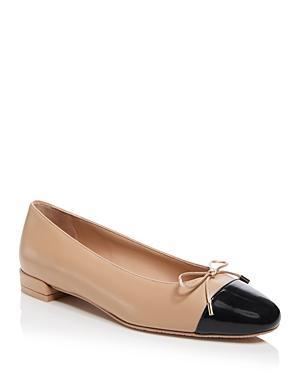 Stuart Weitzman Sleek Cap Toe Bow Flat Product Image