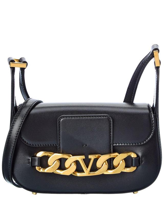 VALENTINO GARAVANI Valentino Vlogo Chain Small Leather Shoulder Bag In Black Product Image