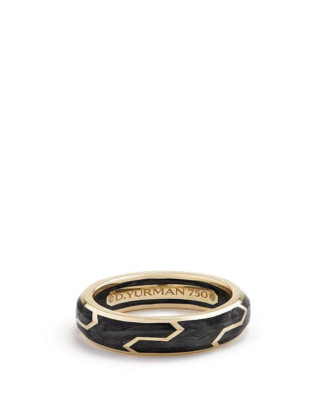 Mens Forged Carbon Band Ring with 18K Yellow Gold Product Image