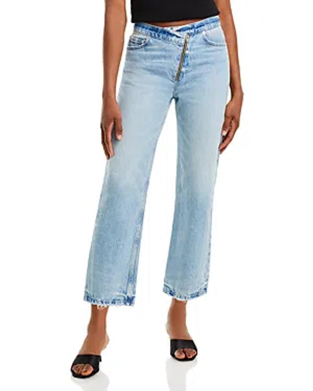 FRAME Le Jane High Rise Angled Waist Ankle Jeans In Rhode In Blue product image