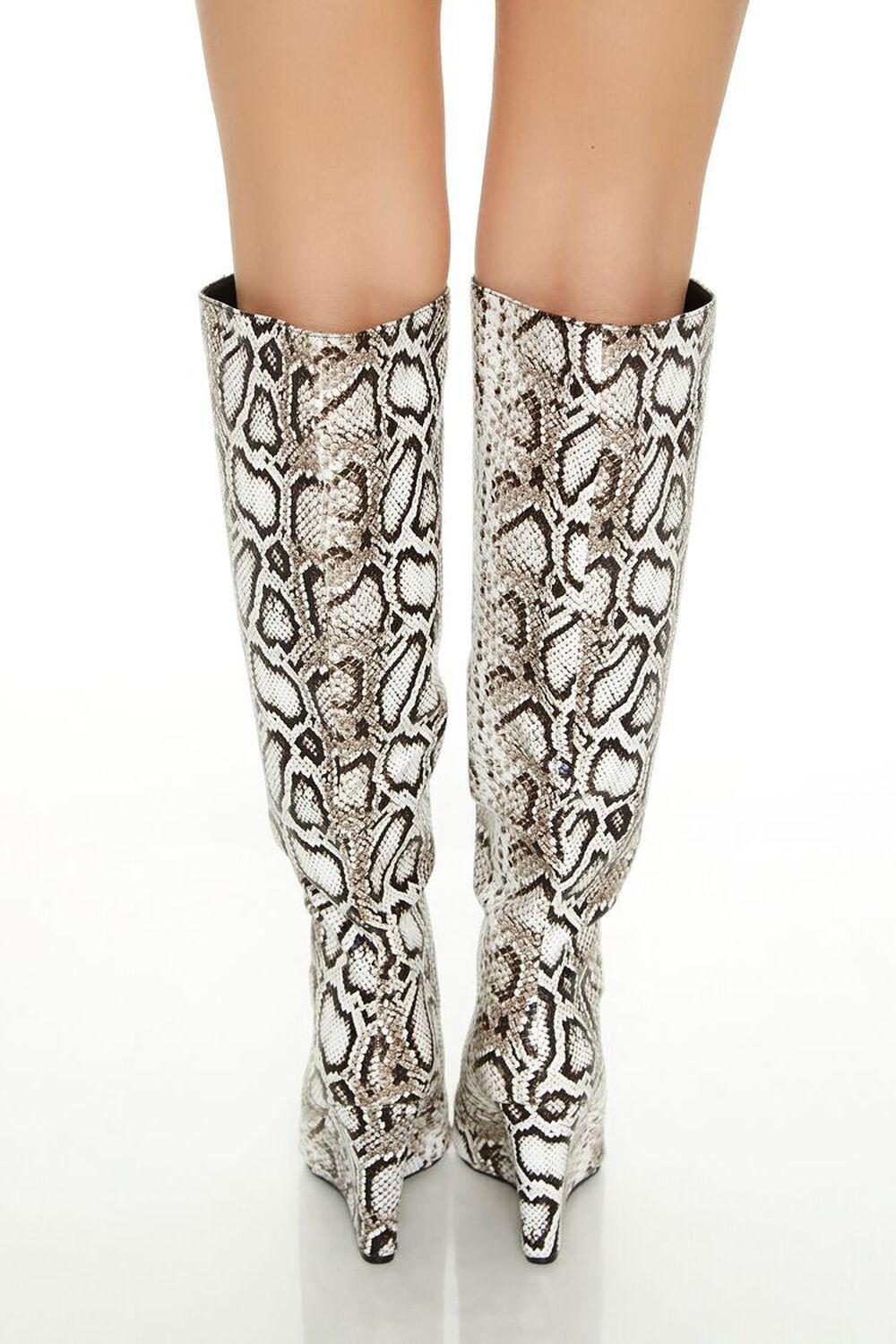 Snake Print Faux Leather Wedge Boots | Forever 21 Product Image