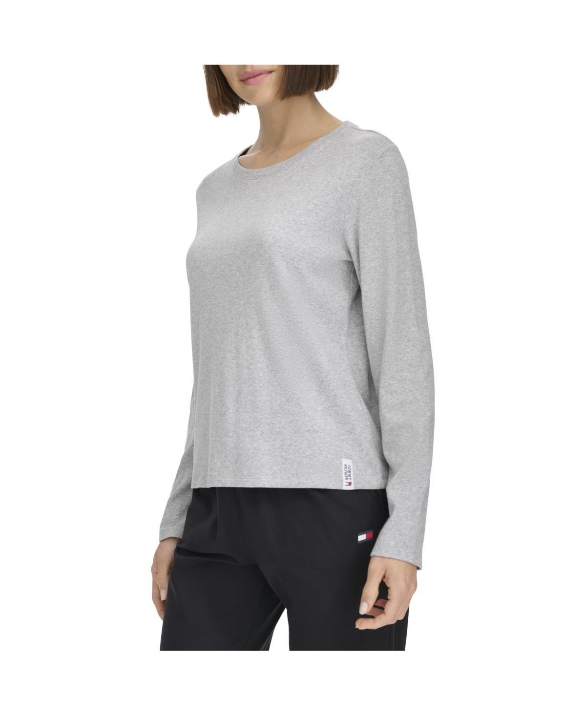 Tommy Hilfiger Womens Cotton Blend Ribbed Long Sleeve T-Shirt Product Image