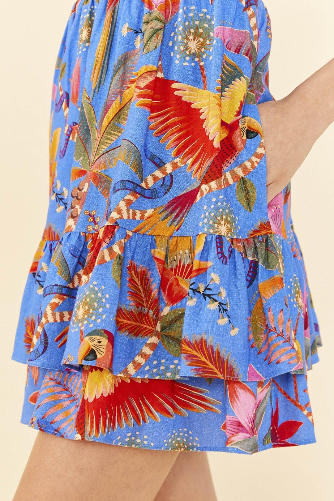 Blue Macaw Party Mini Dress Product Image