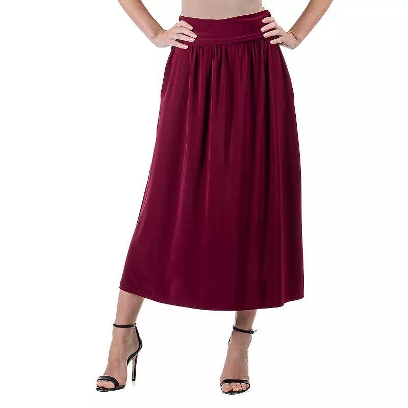 Womens 24Seven Comfort Apparel Foldover Maxi Skirt With Pockets Red Product Image