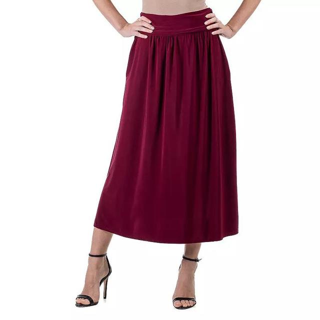 Womens 24Seven Comfort Apparel Foldover Maxi Skirt With Pockets Black Product Image