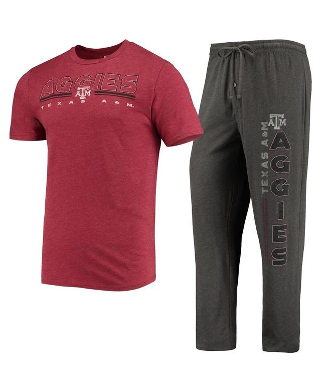 Mens Concepts Sport Heathered Charcoal/Maroon Texas A&M Aggies Meter T-Shirt & Pants Sleep Set Grey Product Image