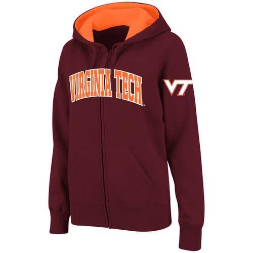 Womens Colosseum Maroon Virginia Tech Hokies Arched Name Full-Zip Hoodie Product Image