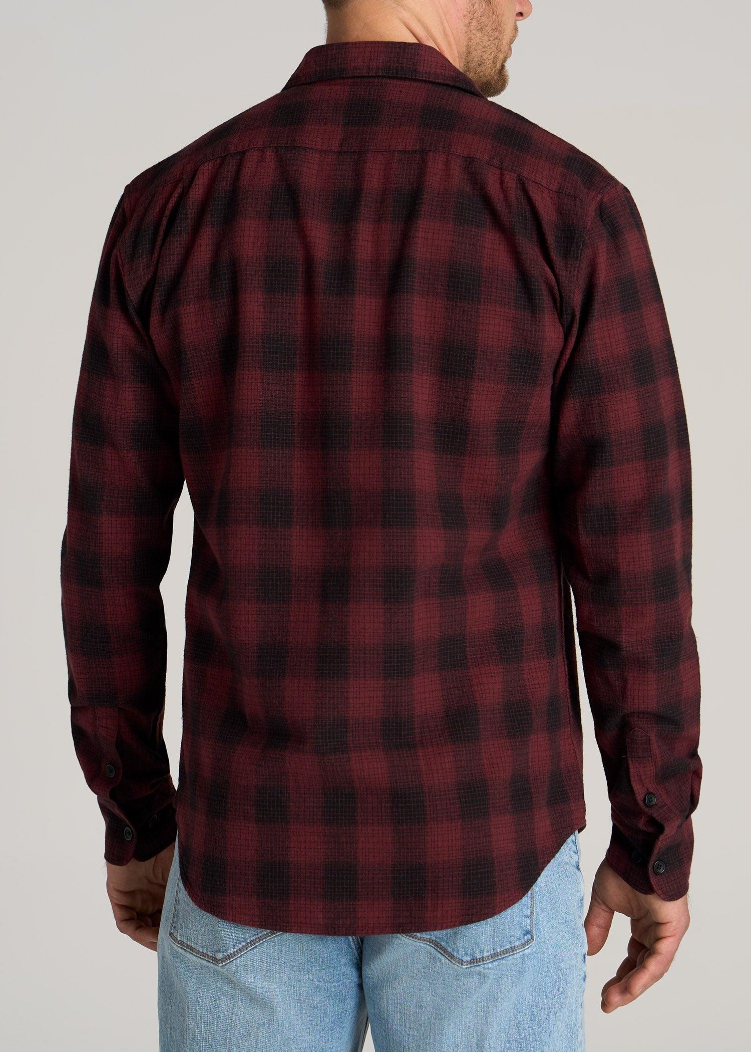 LJ&S Men's Tall Heavy Flannel Shirt in Army Plaid-Black & Sumac Red Product Image