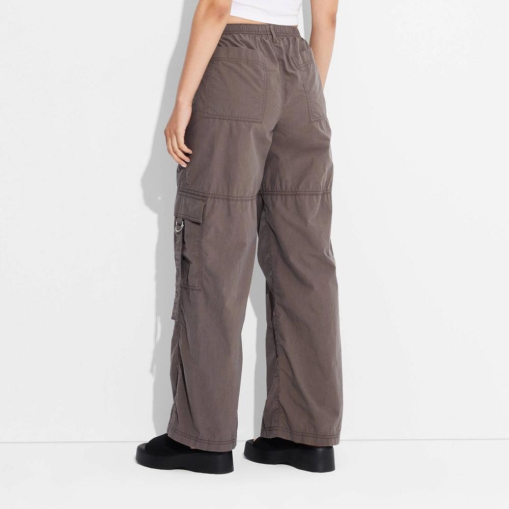 Womens Mid-Rise Wide Leg Cargo Pants - Wild Fable Pewter Product Image