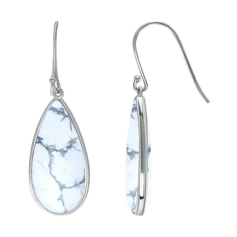 Aleure Precioso Sterling Silver Pear Shaped Gemstone Drop Earrings, Womens, White Product Image