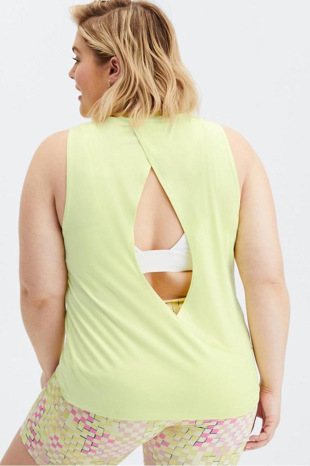 Fabletics Blake Open Back Tank Womens yellow Size XXL Product Image