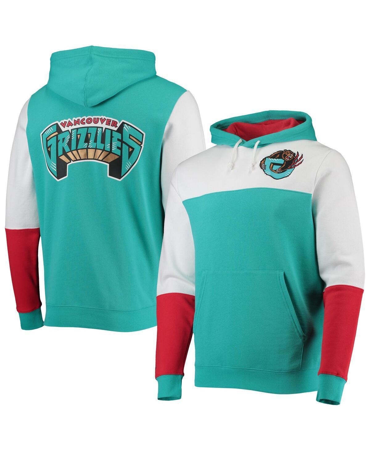 Mens Mitchell & Ness Turquoise Vancouver Grizzlies Hardwood Classics Fusion 2.0 Colorblock Pullover Hoodie Product Image