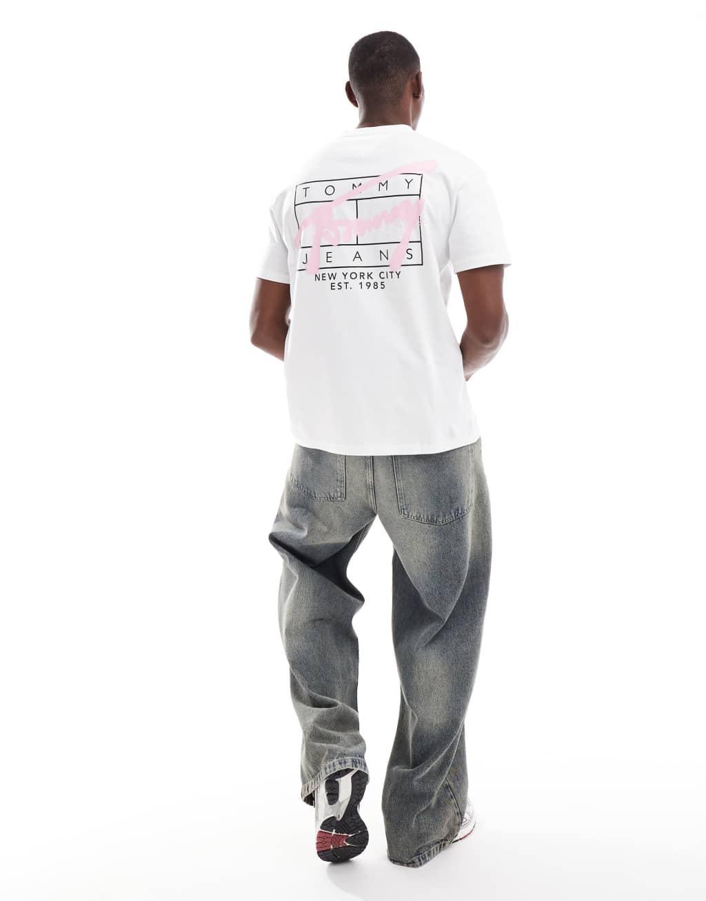 Tommy Jeans graffiti back print logo t-shirt in white Product Image