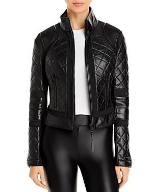 Blanc Noir Leather & Mesh Moto Jacket Product Image